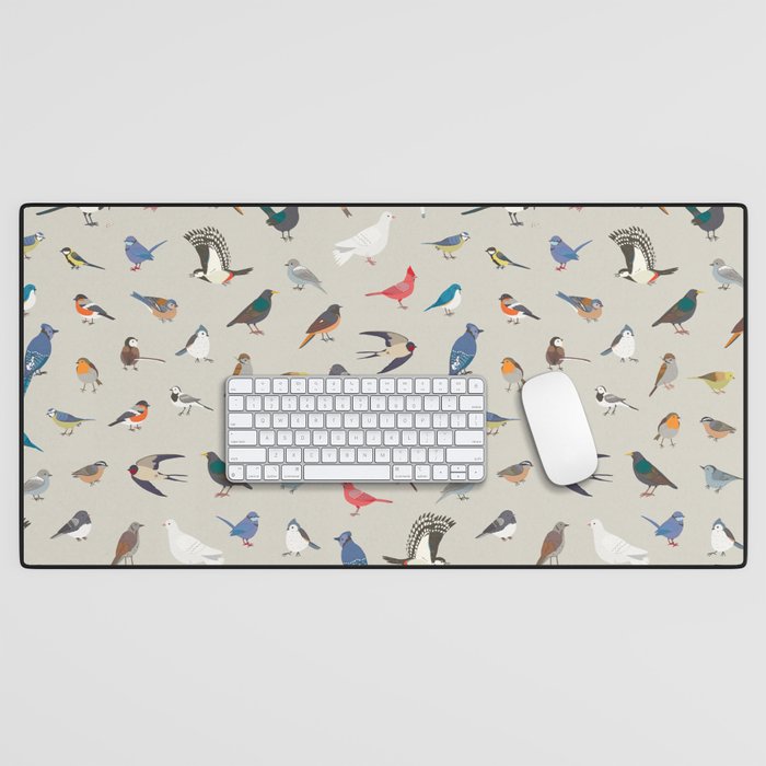 Garden Birds Pattern Desk Mat