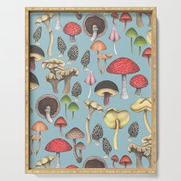 Wild Mushrooms Fantasy Blue Serving Tray