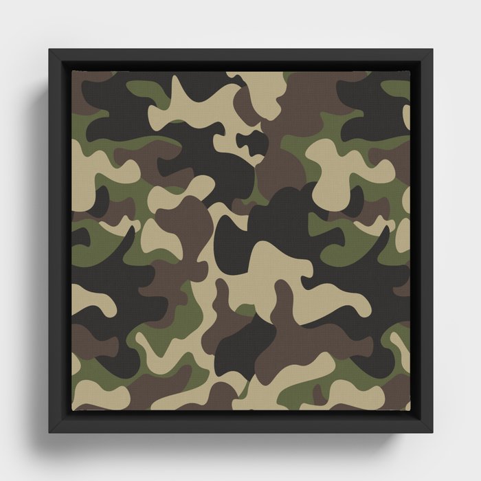 vintage military camouflage Framed Canvas