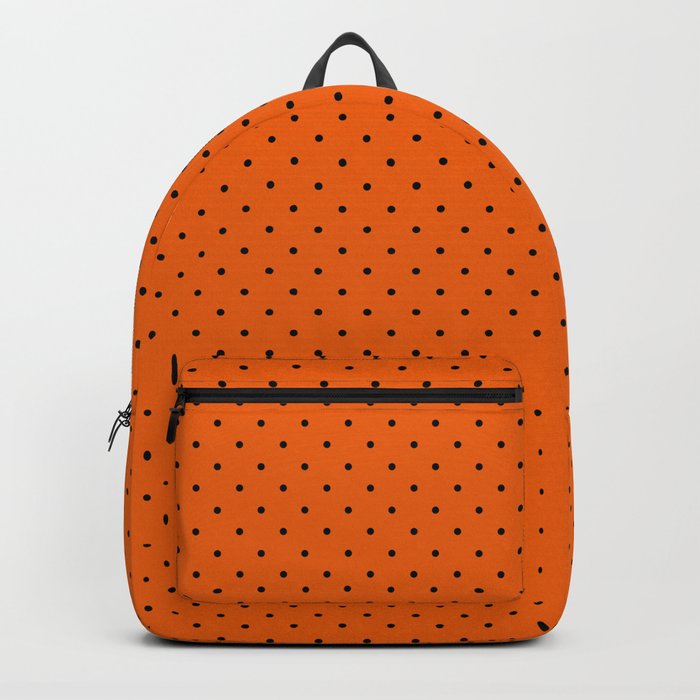 Bright Halloween Orange & Black Polka Dot Pattern Backpack