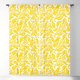 Bird and Berries Pattern Yellow Blackout Curtain
