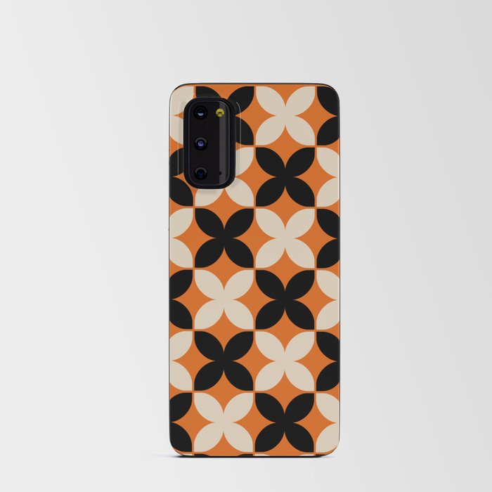 Geometric Flower Pattern 935 Orange Black and Beige Android Card Case