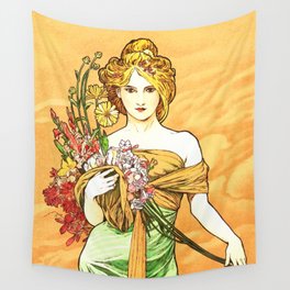 Spring by Alphonse Mucha Wall Tapestry