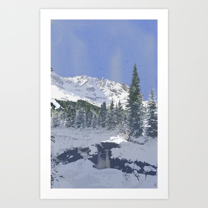 Winter Hike Illustration Art Print