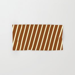 [ Thumbnail: Brown and Light Yellow Colored Stripes/Lines Pattern Hand & Bath Towel ]