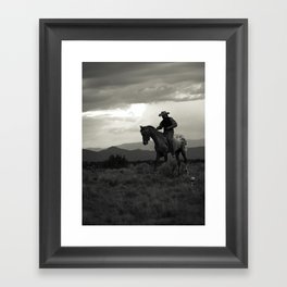 Santa Fe Cowboy on Horse Framed Art Print