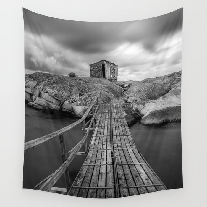 The Old Fishing Hut In The Storm Wall Tapestry