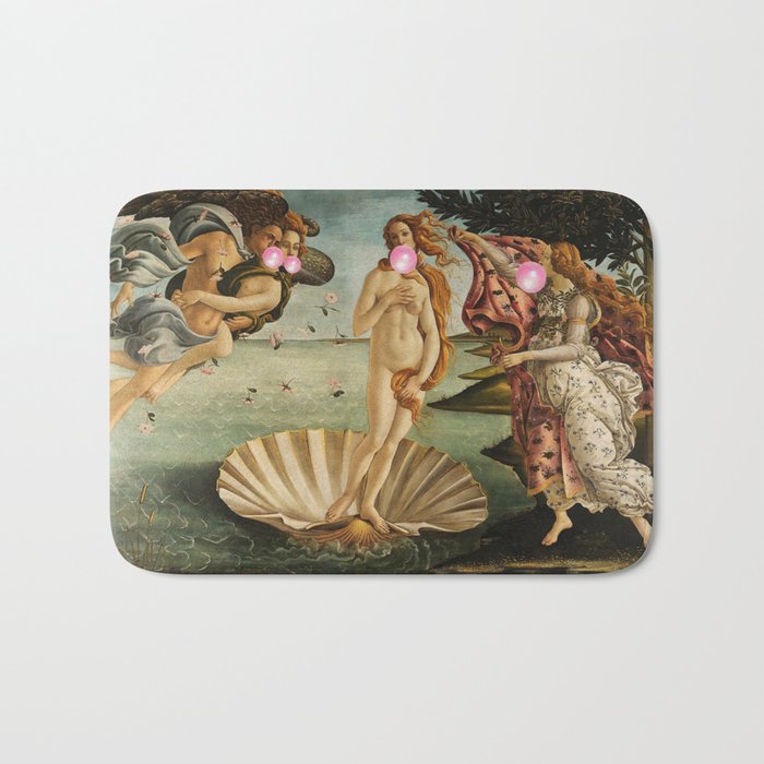 Botticelli's Bubble Gum Contest The Birth of Venus "renaissance" pop art painting Bath Mat