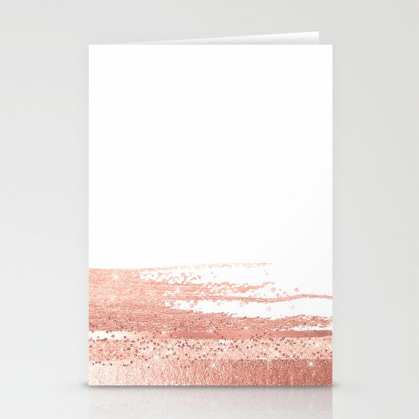 Rosegold brush strokes on white Stationery Cards