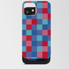 Valentine's Day Layers of Pink, Purple, & Blue Plaid Design iPhone Card Case