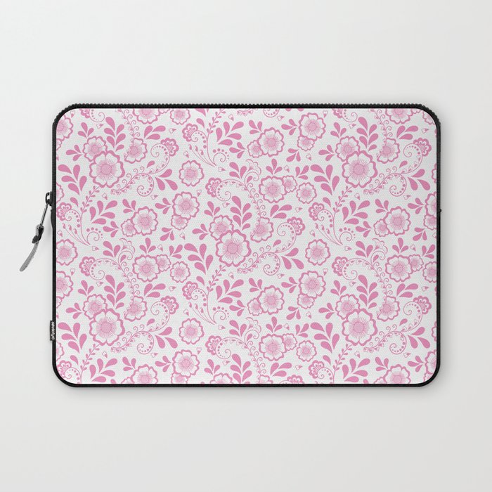 Pink Eastern Floral Pattern Laptop Sleeve