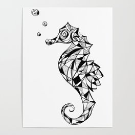 Stippled Seahorse Poster