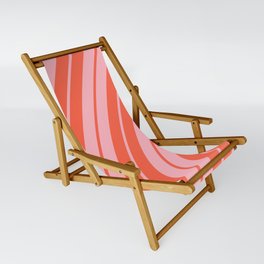 [ Thumbnail: Light Pink & Red Colored Striped Pattern Sling Chair ]