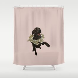 Lincoln the Lab in Pink Shower Curtain