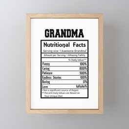 Grandma Nutritional Facts Funny Framed Mini Art Print
