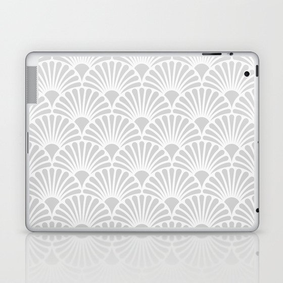 Art Deco Silver Grey & White Fan Pattern Laptop & iPad Skin