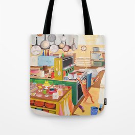 A Cat in the Kitchen Tote Bag
