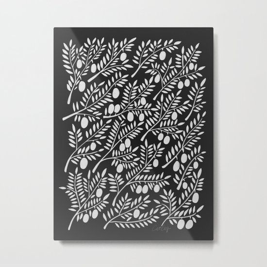 White Olive Branches Metal Print