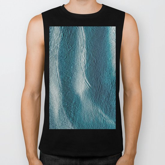 Blue silver waves on metal grunge look Biker Tank