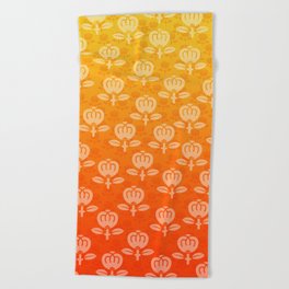 Japanese Tachibana orange fruit pattern on Orange ombre Beach Towel