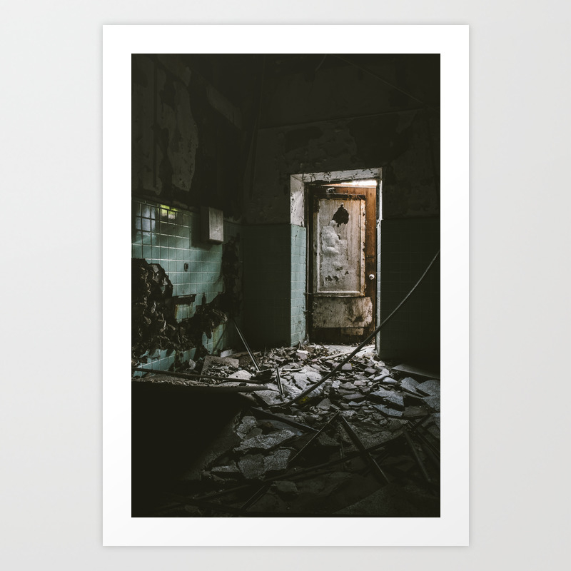 Scary Room And Open Door In Abandoned Building Art Print By
