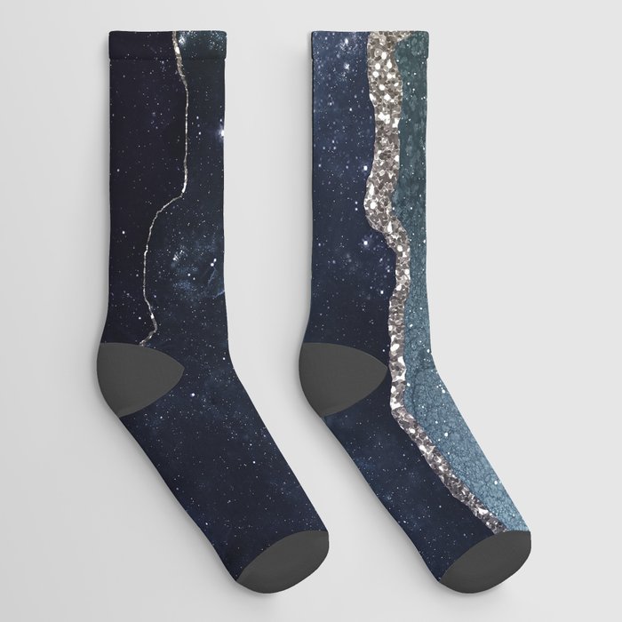 Black Night Galaxy Marble Socks