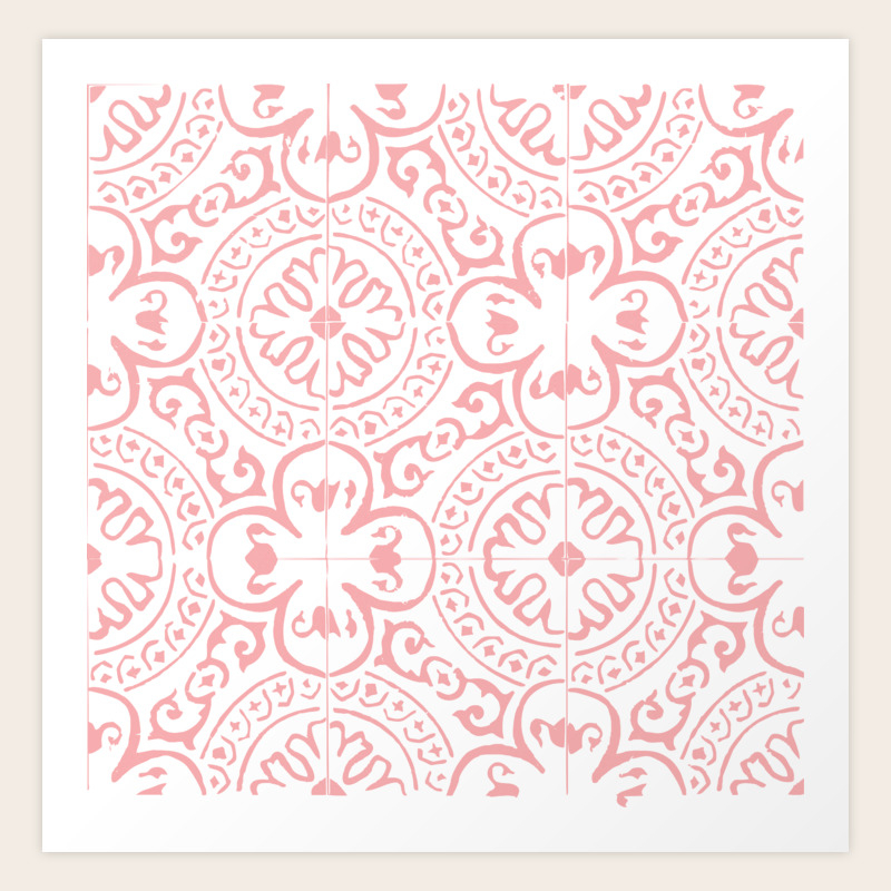 Mexican Coral And White Mosaic Design Art Print By