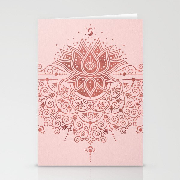 Sacred Lotus Mandala – Rose Gold & Blush Palette Stationery Cards