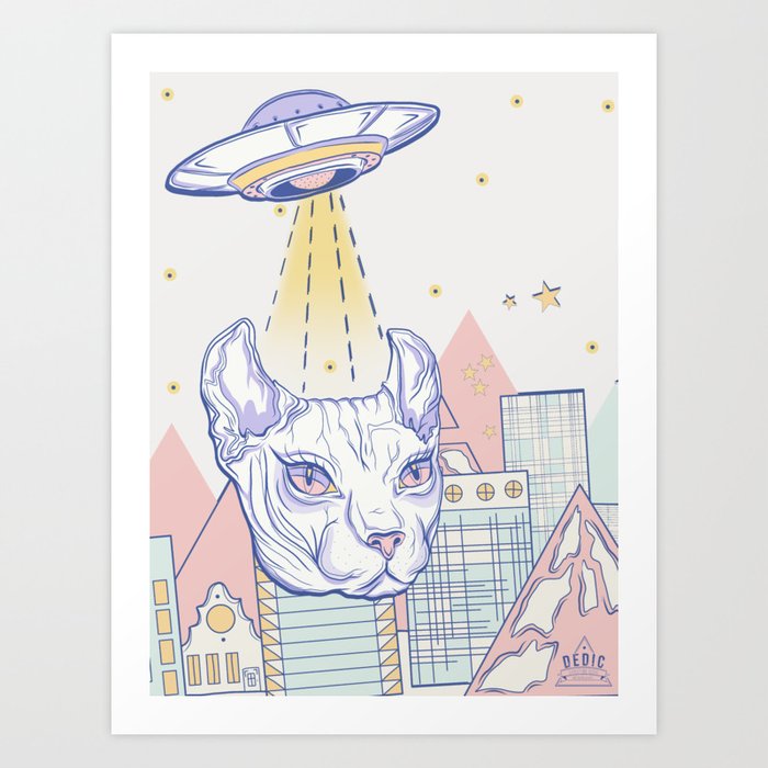 Alien Cat Art Print