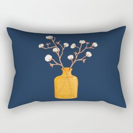 Still life - Cotton branches in a ochre vase Rectangular Pillow