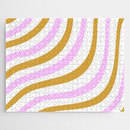 Pastel Pink and Gold Stripes Jigsaw Puzzle