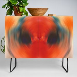 Listening - Red And Black Abstract Art Credenza
