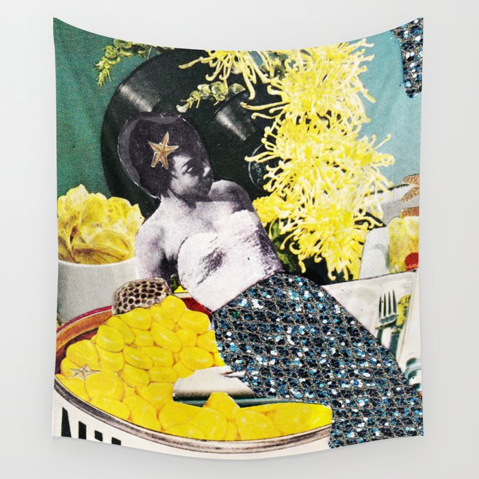 Cream of The Crop Surreal Art Wall Tapestry by City and Flower