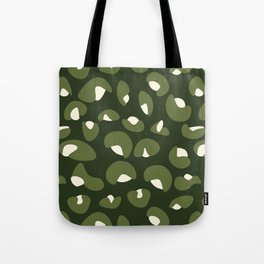Abstract Seamless Leopard Print Pattern - Dark Olive Green and Cosmic Latte Tote Bag