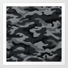 Camouflage Black And Grey Art Print
