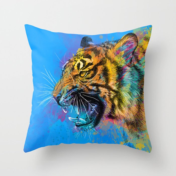 Angry Tiger Throw Pillow