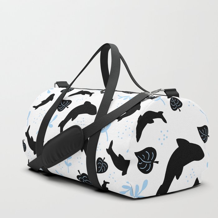 Floral Shark Pattern Duffle Bag