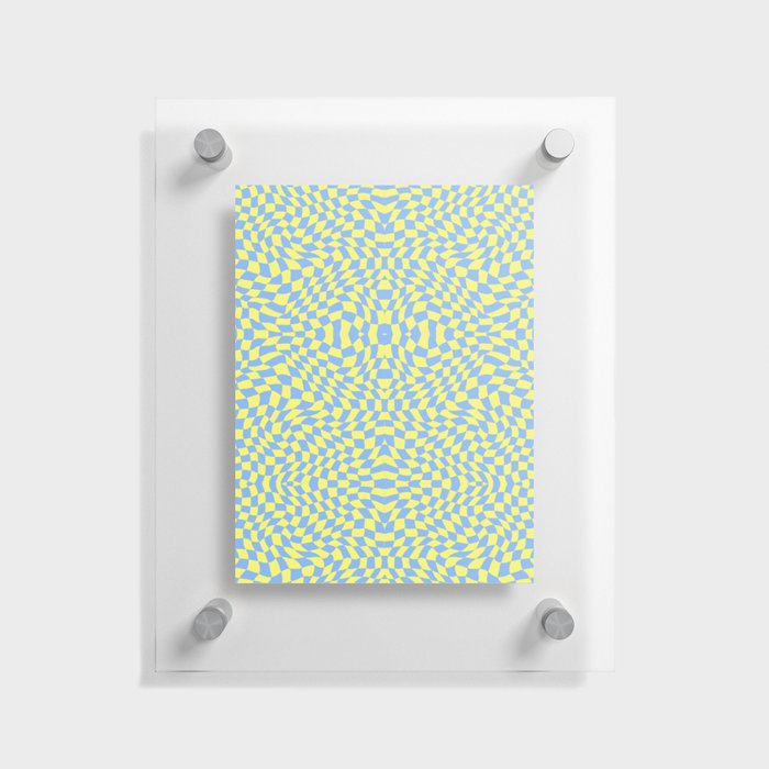 Blue yellow checker symmetrical pattern Floating Acrylic Print