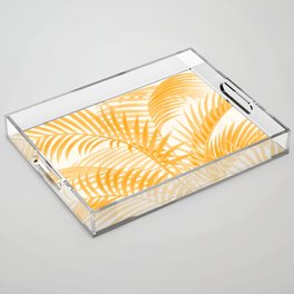 Pastel Orange Palm Leaves Acrylic Tray