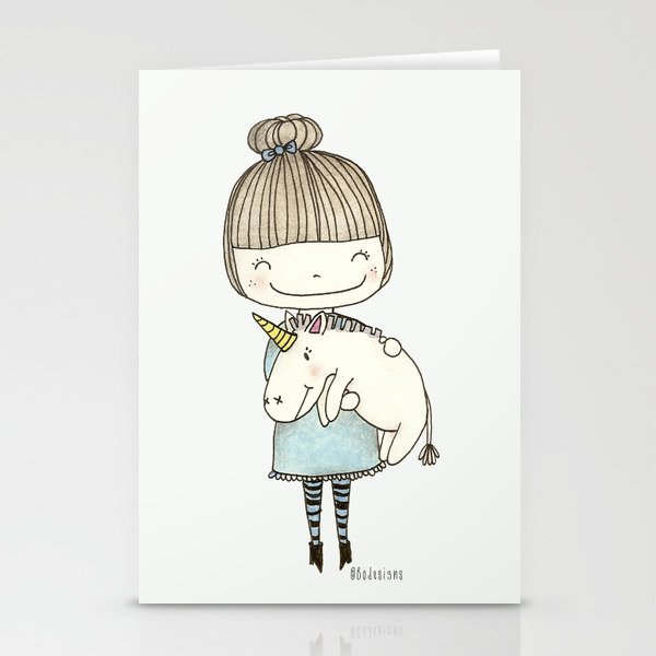 unicorn girl Stationery Cards