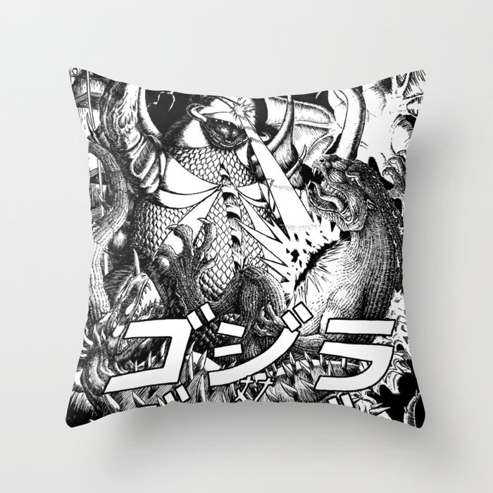 Godzilla vs Gigan Throw Pillow
