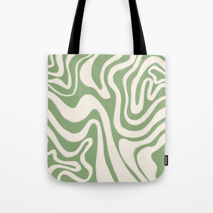 Cheerful Sage Green Liquid Swirl  Tote Bag