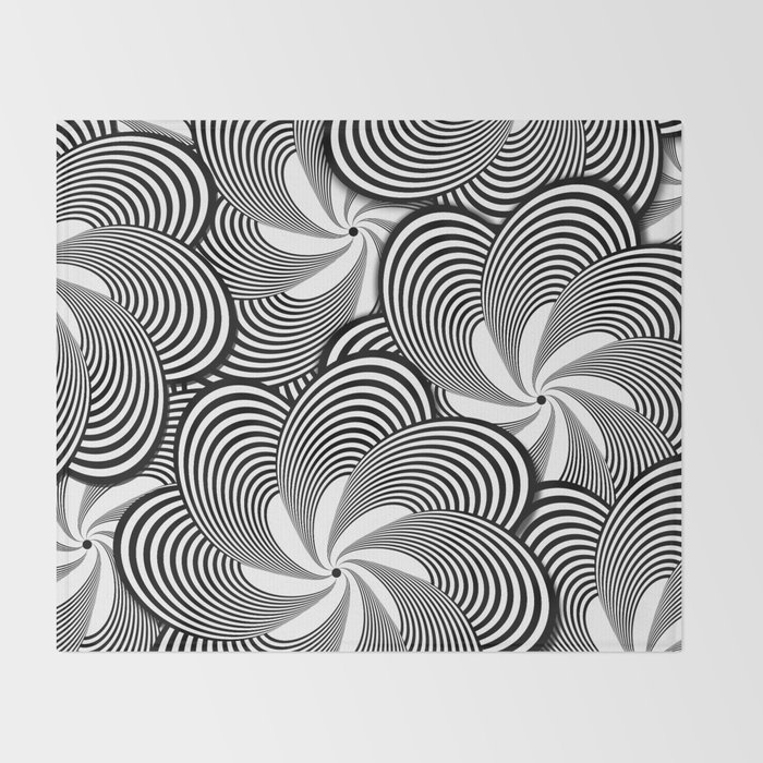 Fun Black and White Flower Pattern - Digital Illustration - Graphic Design Throw Blanket