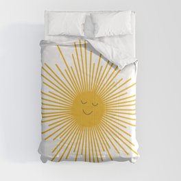 Contented Sun Cute Mustard Yellow Sunburst Comforter