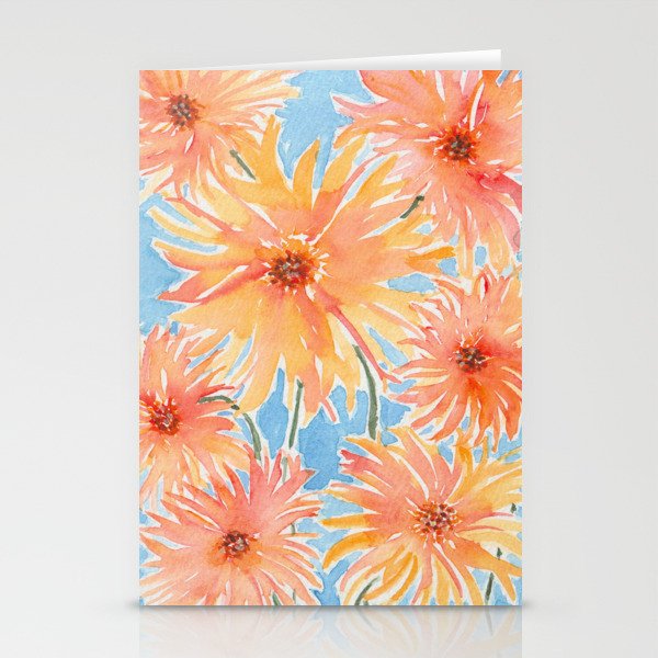 Abstract Watercolor Fire Flowers Stationery Cards