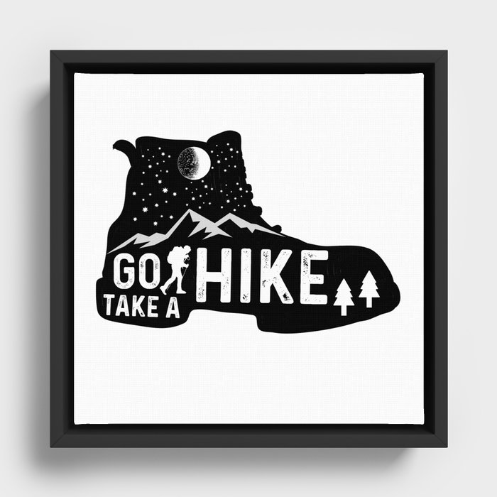 Take A Hike Shirt Hiking Boot Scenic Graphic Hiking Framed Canvas
