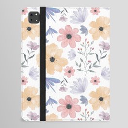 Pink and Orange Floral Pattern with Dragonflies iPad Folio Case