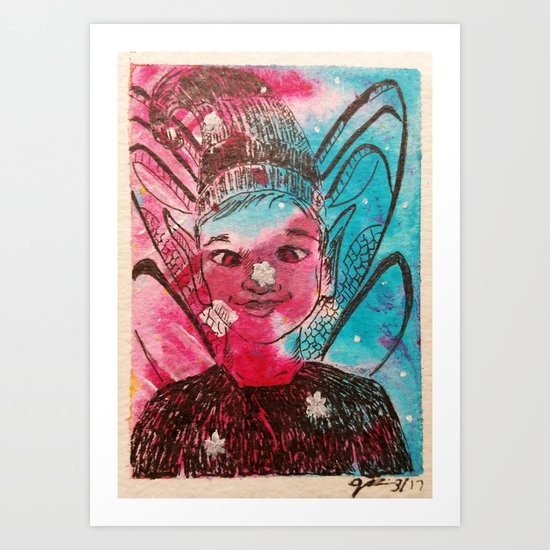 Pleasant Surprise ( Fairy in Snow ) Art Print
