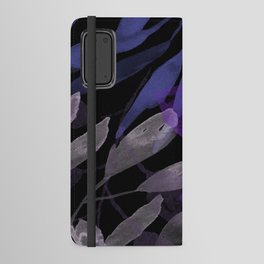 Night in the Garden - periwinkle, gray, blue, purple, watercolor plants, leaves, digital painting Android Wallet Case