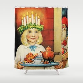 “Christmas Coffee” by Jenny Nystrom Shower Curtain